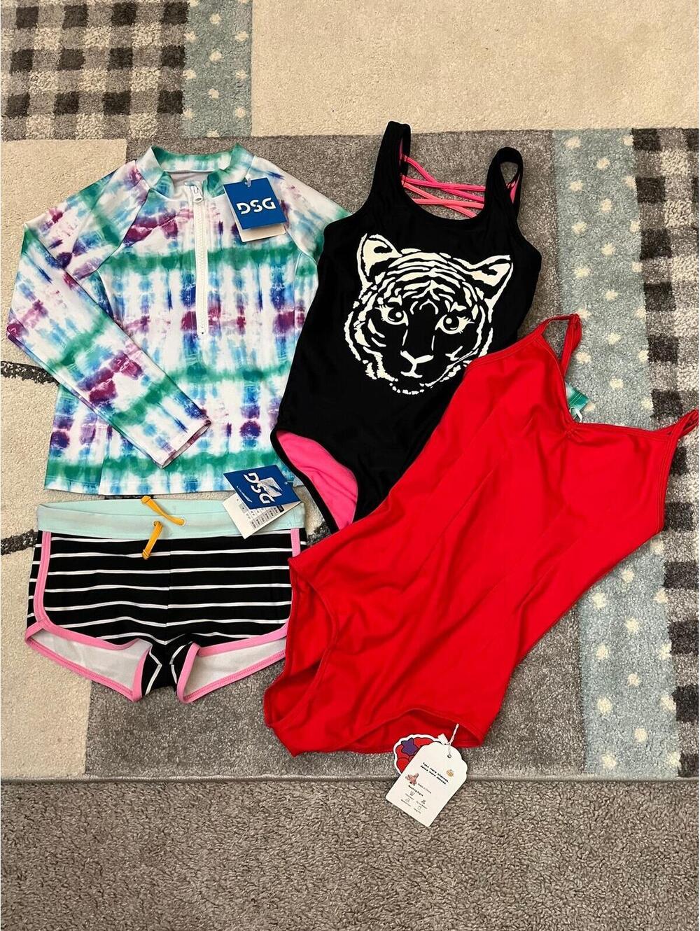 Girls Size 7 Swimwear Bundle 4-Piece Bathing Suit Set NWT Swim Shorts Swimsuits